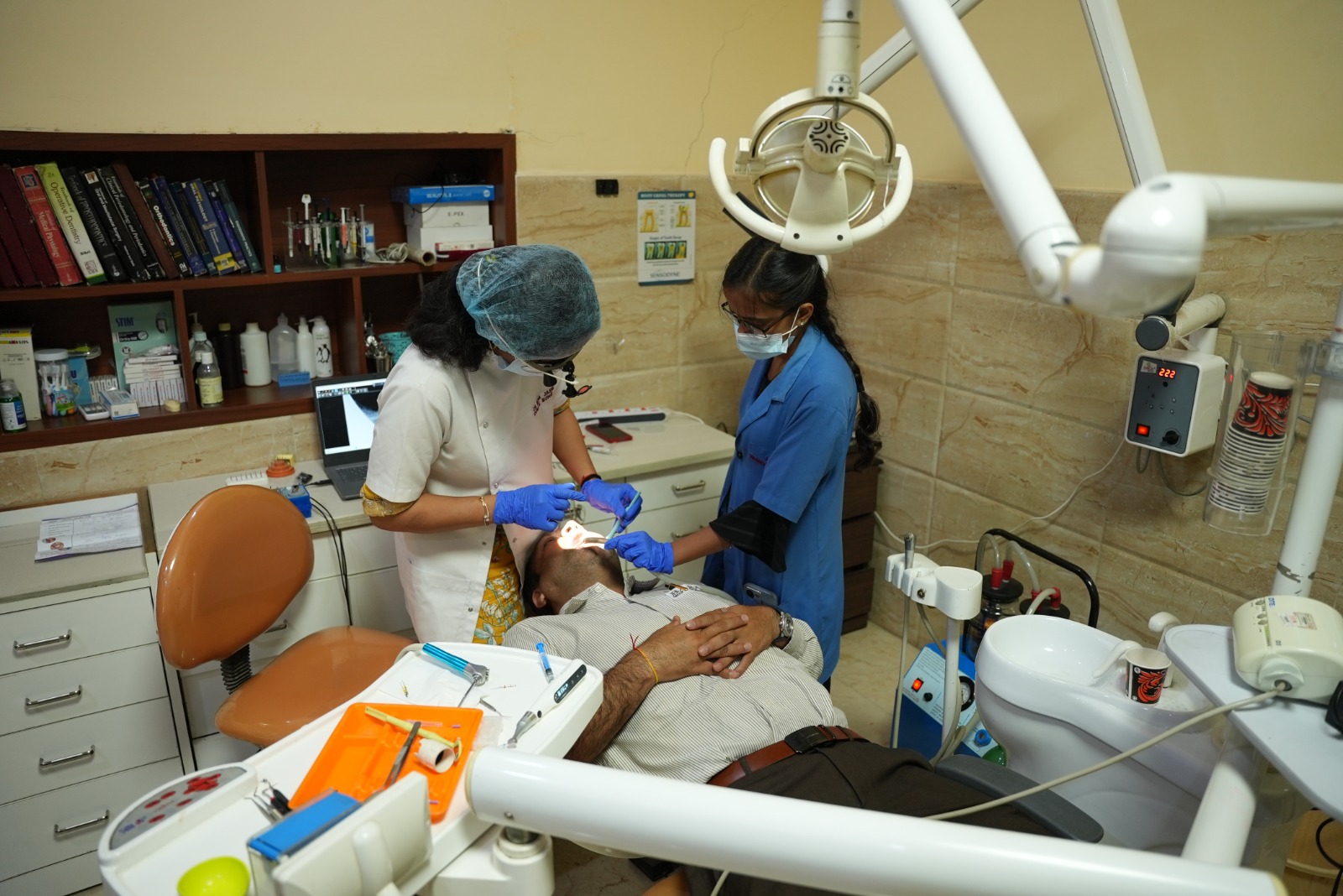 Dental procedure in progress at Jangra Dental Care Rohtak